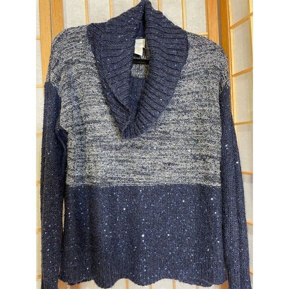 Chico'sâSzâ1Â (8)âBlue/GrayâGlitterâSweater - Picture 6 of 14